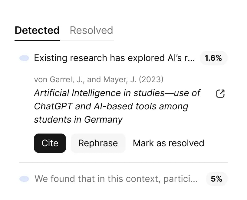Plagiarism checker preview