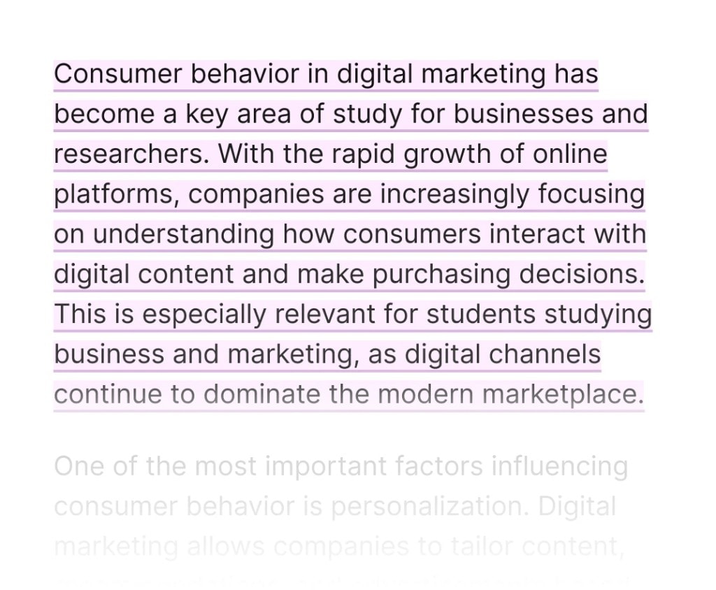 Flagged text preview